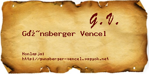 Günsberger Vencel névjegykártya